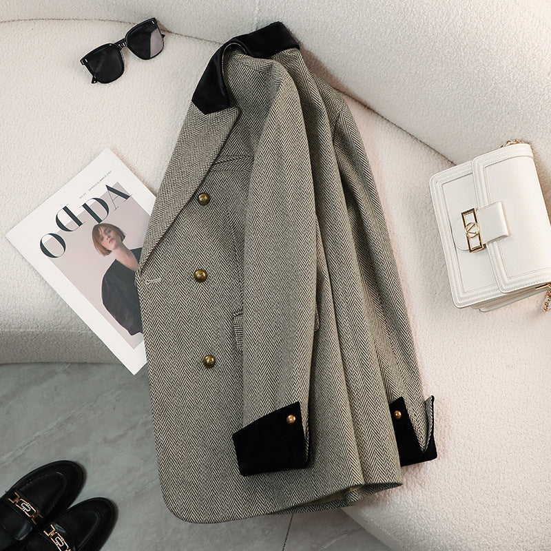 Casual Striped Suit Jacket For Women