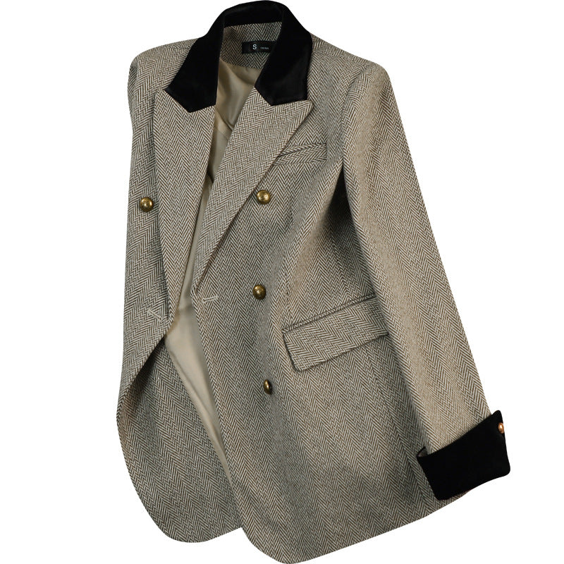 Casual Striped Suit Jacket For Women