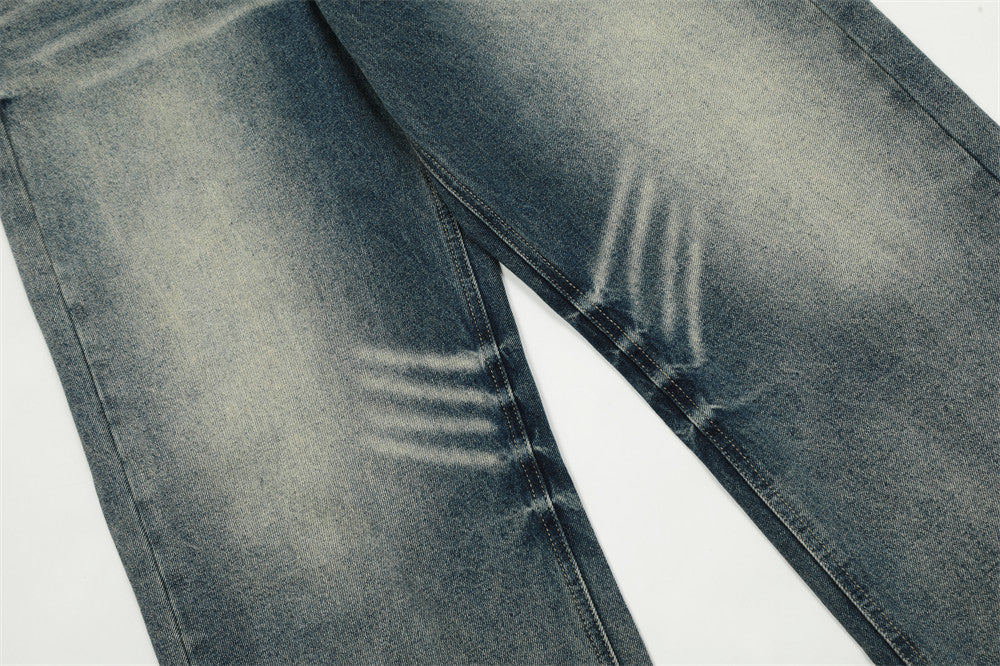 Distressed Washed Straight Jeans For Men