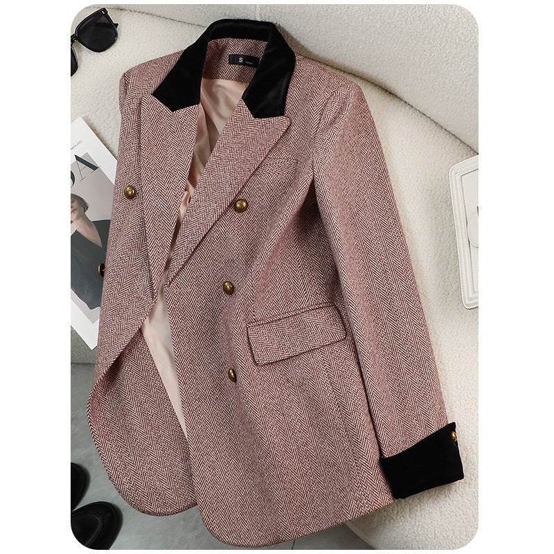 Casual Striped Suit Jacket For Women