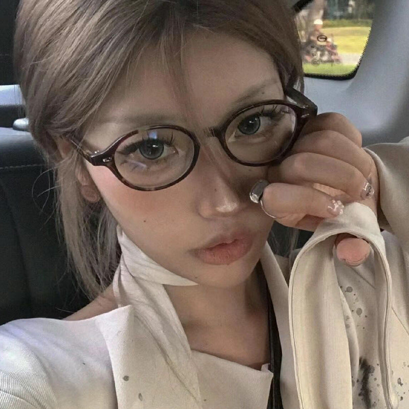 Women's Fashion Retro Literary Plain Glasses